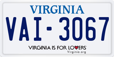 VA license plate VAI3067