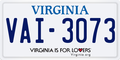 VA license plate VAI3073
