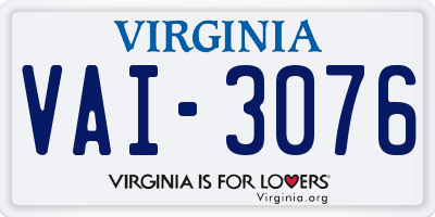 VA license plate VAI3076