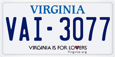 VA license plate VAI3077