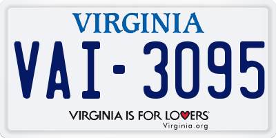VA license plate VAI3095