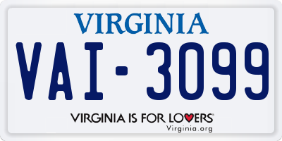 VA license plate VAI3099