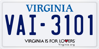 VA license plate VAI3101