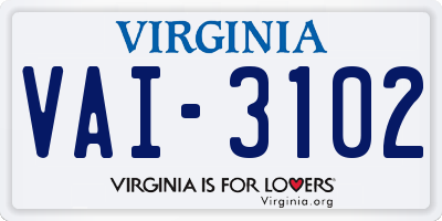 VA license plate VAI3102