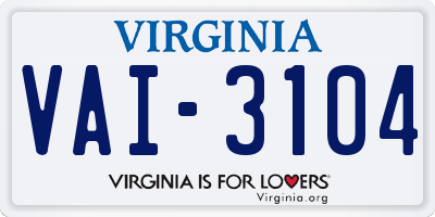 VA license plate VAI3104