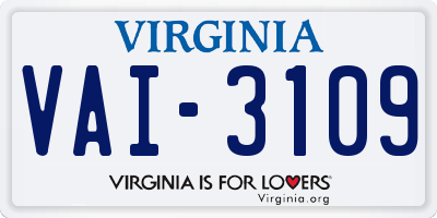 VA license plate VAI3109
