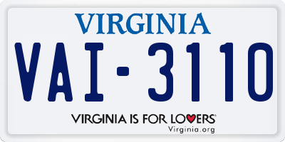 VA license plate VAI3110