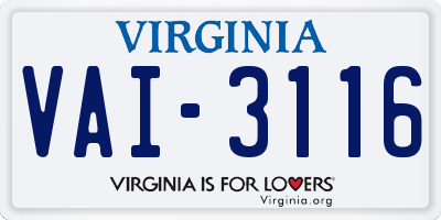 VA license plate VAI3116