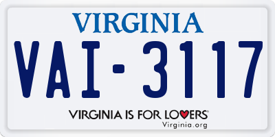 VA license plate VAI3117