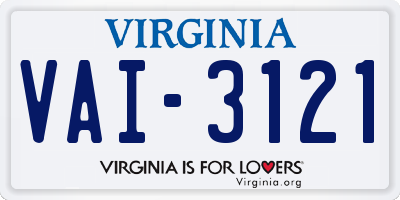 VA license plate VAI3121