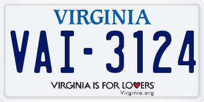 VA license plate VAI3124