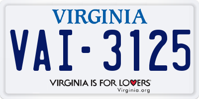 VA license plate VAI3125