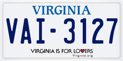 VA license plate VAI3127