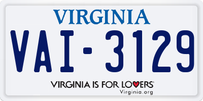 VA license plate VAI3129