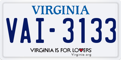 VA license plate VAI3133