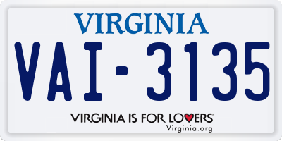 VA license plate VAI3135
