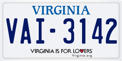 VA license plate VAI3142