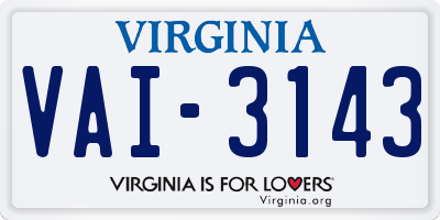 VA license plate VAI3143