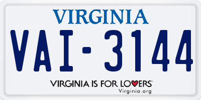 VA license plate VAI3144