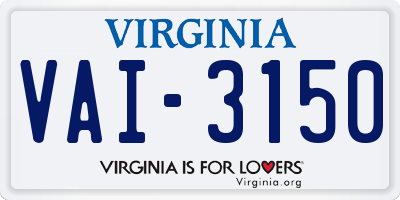 VA license plate VAI3150