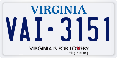 VA license plate VAI3151