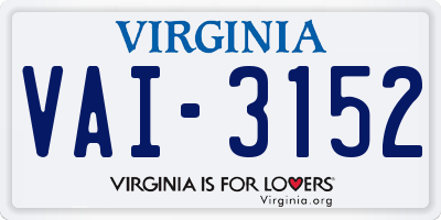 VA license plate VAI3152