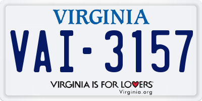 VA license plate VAI3157