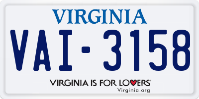 VA license plate VAI3158