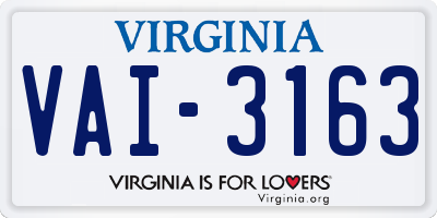 VA license plate VAI3163