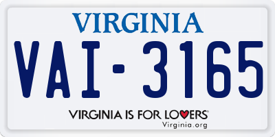 VA license plate VAI3165