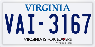 VA license plate VAI3167