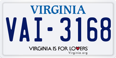 VA license plate VAI3168