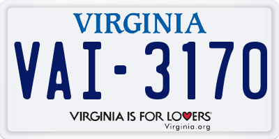 VA license plate VAI3170