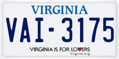 VA license plate VAI3175