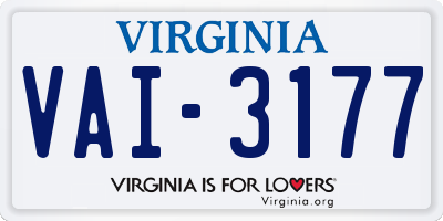 VA license plate VAI3177