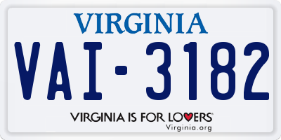 VA license plate VAI3182