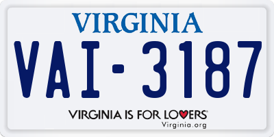 VA license plate VAI3187