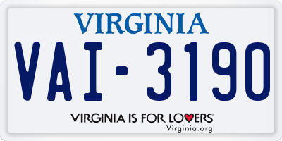 VA license plate VAI3190