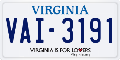 VA license plate VAI3191