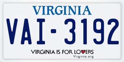 VA license plate VAI3192