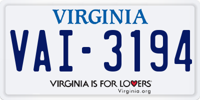 VA license plate VAI3194