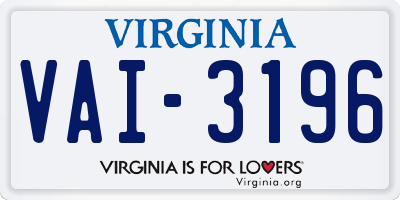 VA license plate VAI3196