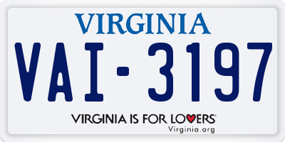 VA license plate VAI3197