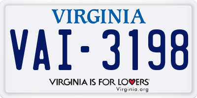VA license plate VAI3198