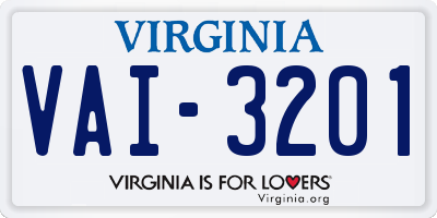 VA license plate VAI3201