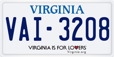 VA license plate VAI3208