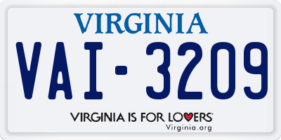 VA license plate VAI3209
