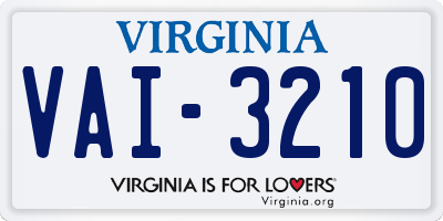 VA license plate VAI3210