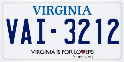 VA license plate VAI3212
