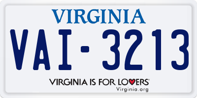 VA license plate VAI3213